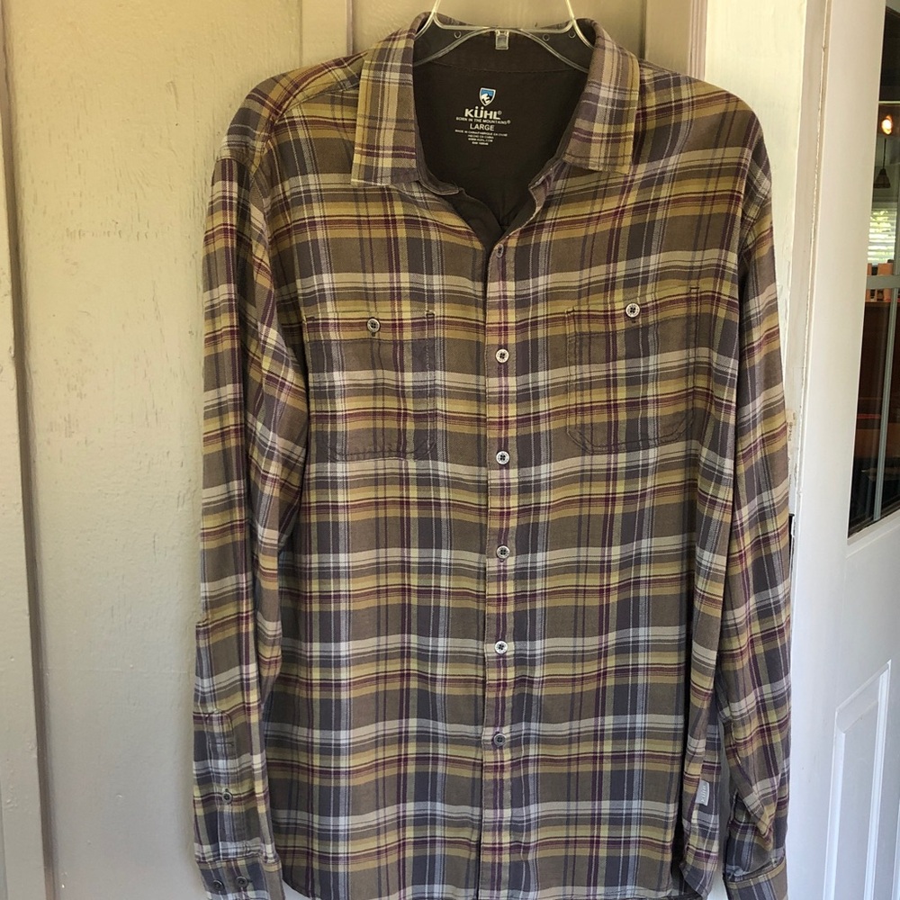 Kuhl Fugitive Plaid Flannel Button Down Shirt Mens Size Large Has Flaw